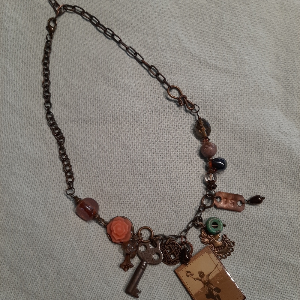 Vintage-Inspired Bronze Charm Necklace
